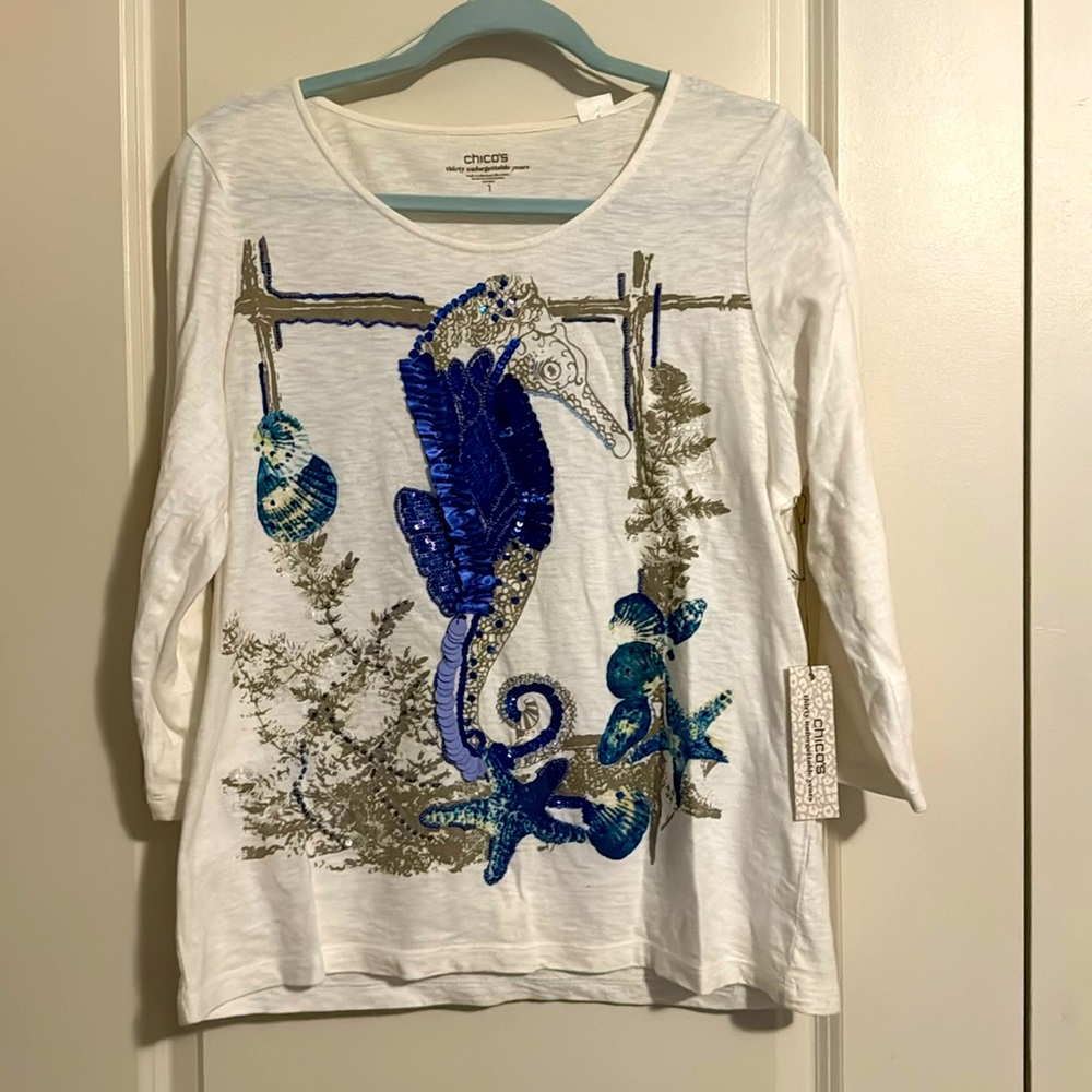 Chico’s 3/4 sleeve t-shirt. NWT.